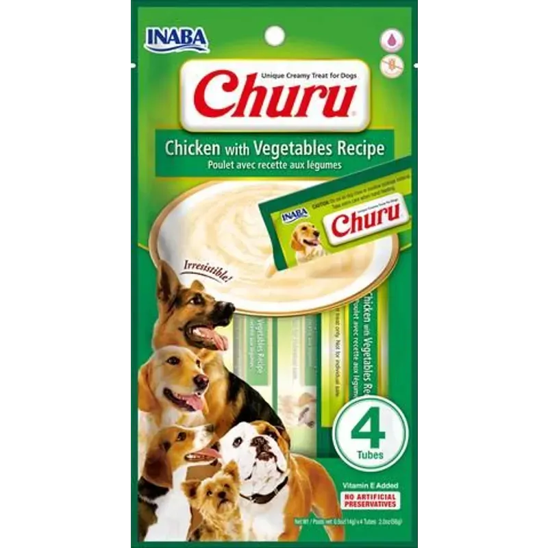 Inaba Churu Puree Chicken with Vegetables Dog Treats 56g x 6 Pack