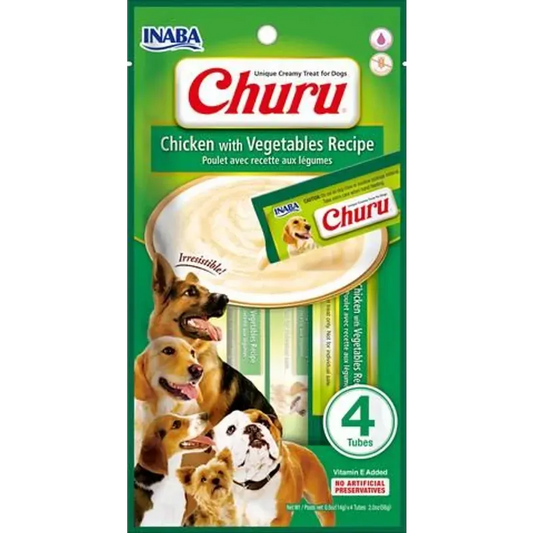 Inaba Churu Puree Chicken with Vegetables Dog Treats 56g x 6 Pack