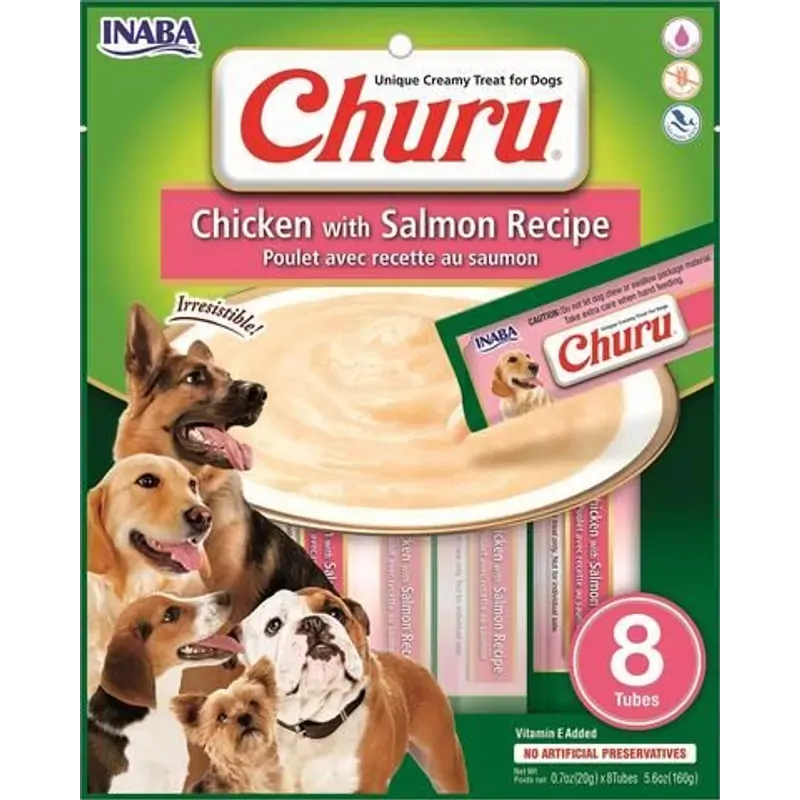 Inaba Dog Churu Puree 8P Chkn W Slmn 160G 6Pk(Om6)