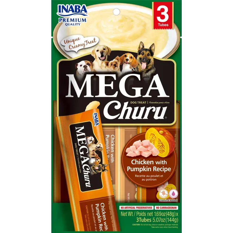 Inaba Dog Mega Churu Puree Chkn Pmpkn 144G 6Pk (Om6)