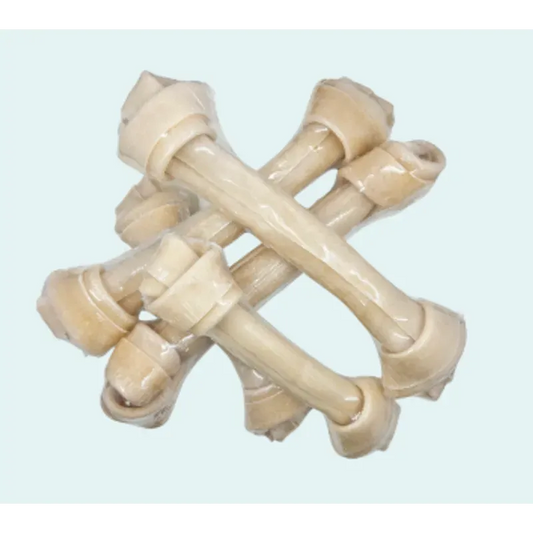 Petrite Knot Bone Natural Rawhide 8 Inch 10 Pcs