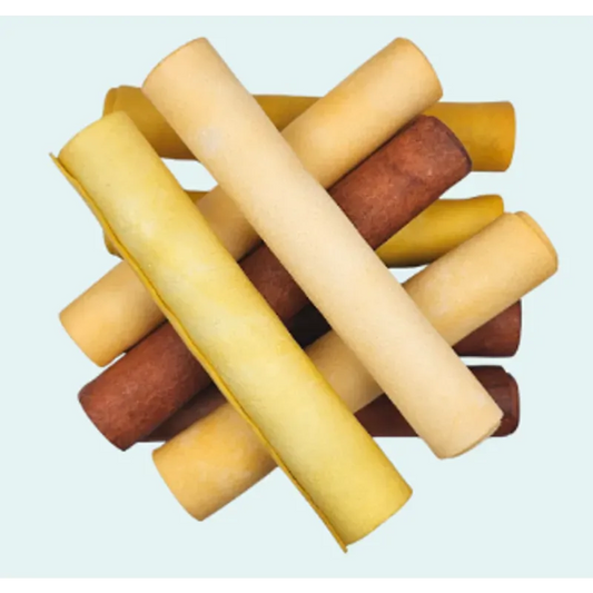Petrite Rib Roll Peanut Butter Filled Rawhide 6 Inch 20 Pcs