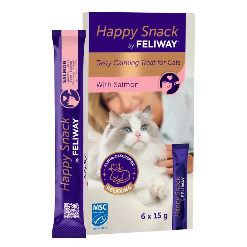 Feliway Happy Snack Salmon Lickable Cat Treat 6 Pack