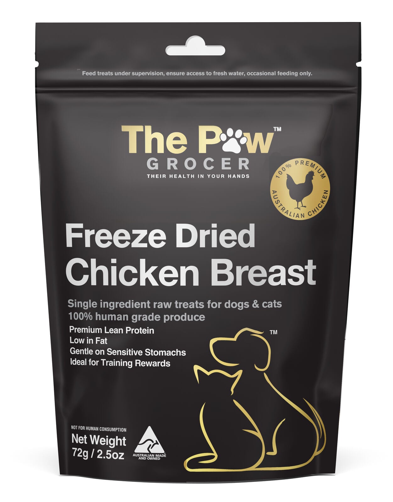 THE PAW GROCER BLACK LABEL FD CHICKEN BREAST 72G