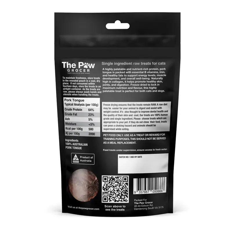 The Paw Grocer Black Label Fd Pork Tongue Cats 50G