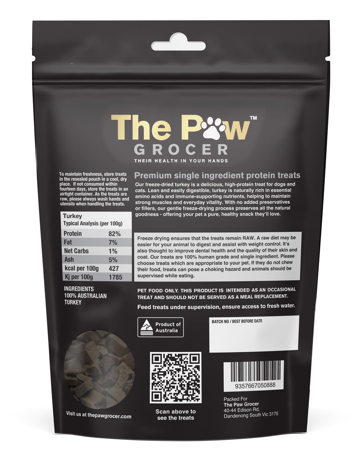 THE PAW GROCER BLACK LABEL FD TURKEY 72G