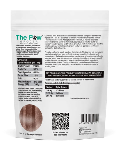 THE PAW GROCER KANGAROO DENTAL CHEW 7 UNITS