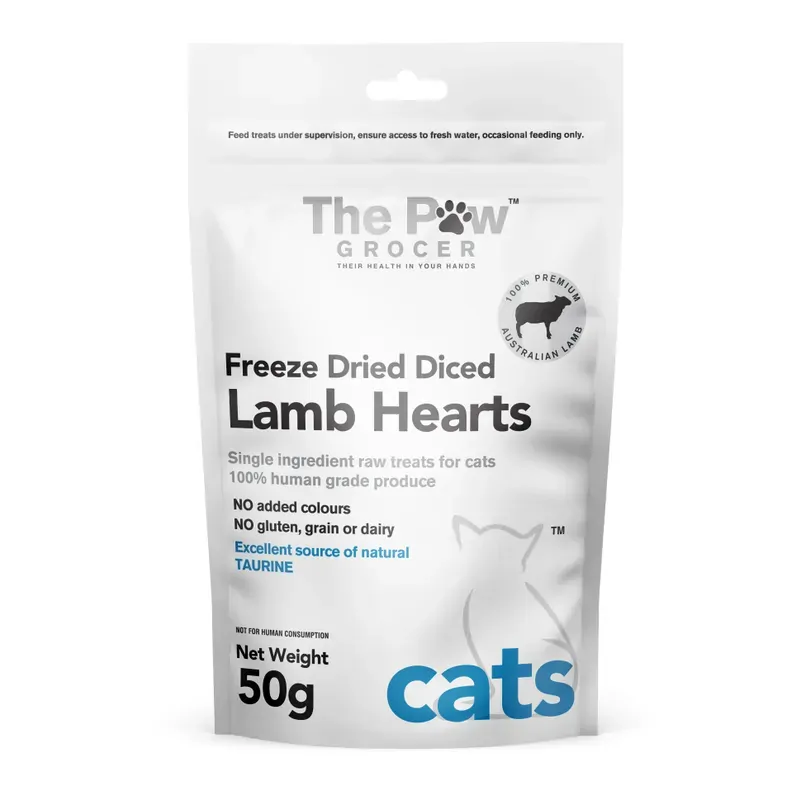 The Paw Grocer White Cat Freeze Dried Lamb Hearts 50G
