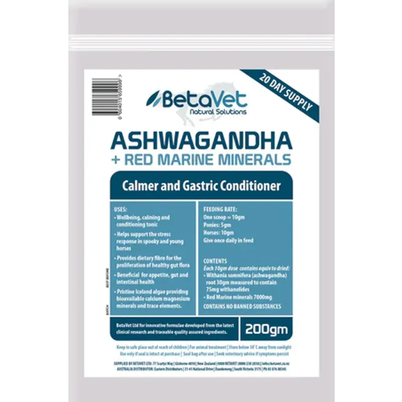 Betavet Ashwagandha and Red Marine Minerals Powder for Horses 200g
