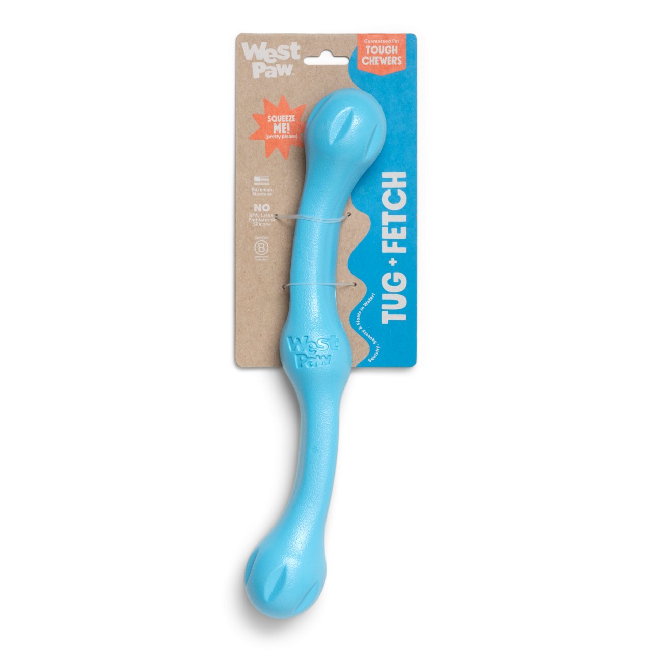 West Paw Zwig Tug & Fetch Stick Dog Toy - Aqua Blue