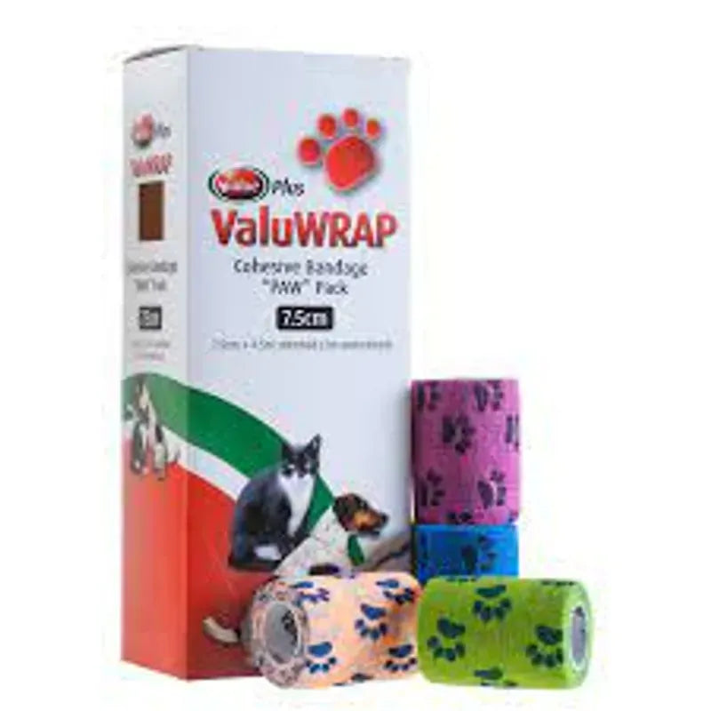 ValuWrap Cohesive Bandage Paw Pack 5cm x 4.5m 10 Roll Tower