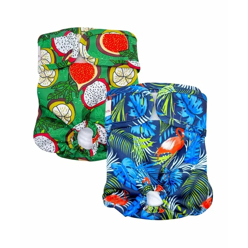 Loving Pets Washable Dog Nappies Blue/Green Large 2 Pack