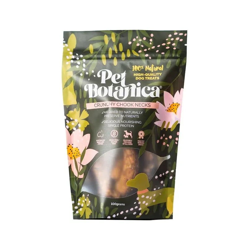 Pet Botanica Crunchy Chook Necks Air Dried Dog Treats 100g