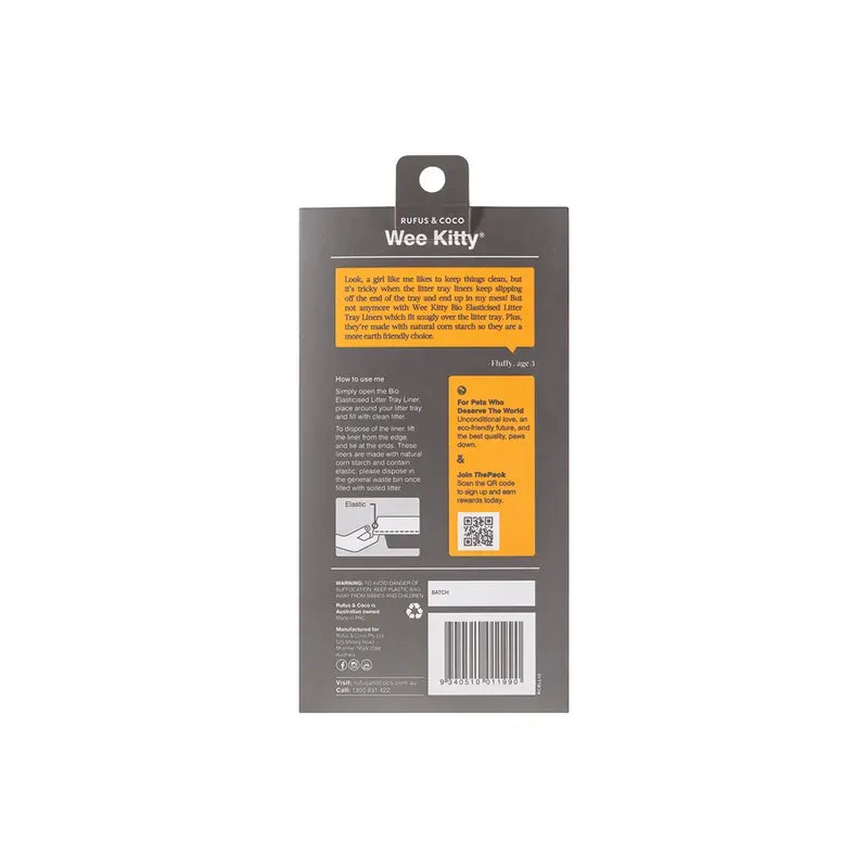 Wee Kitty Bio Elasticised Litter Tray Liners Large 10Pk