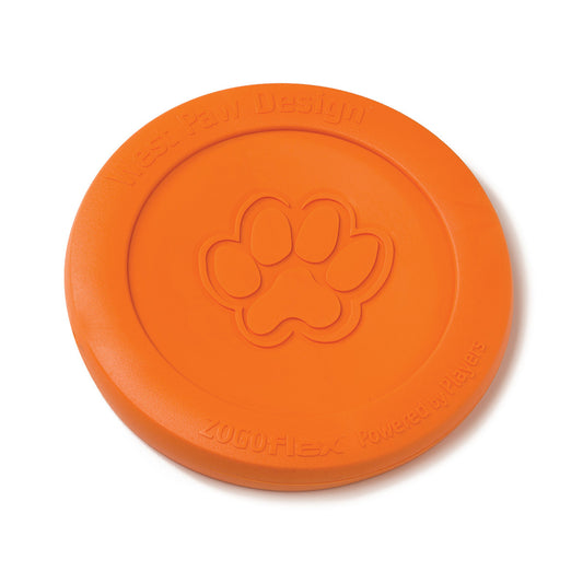 West Paw Zisc Flying Disc Fetch Dog Toy - Large - Orange 