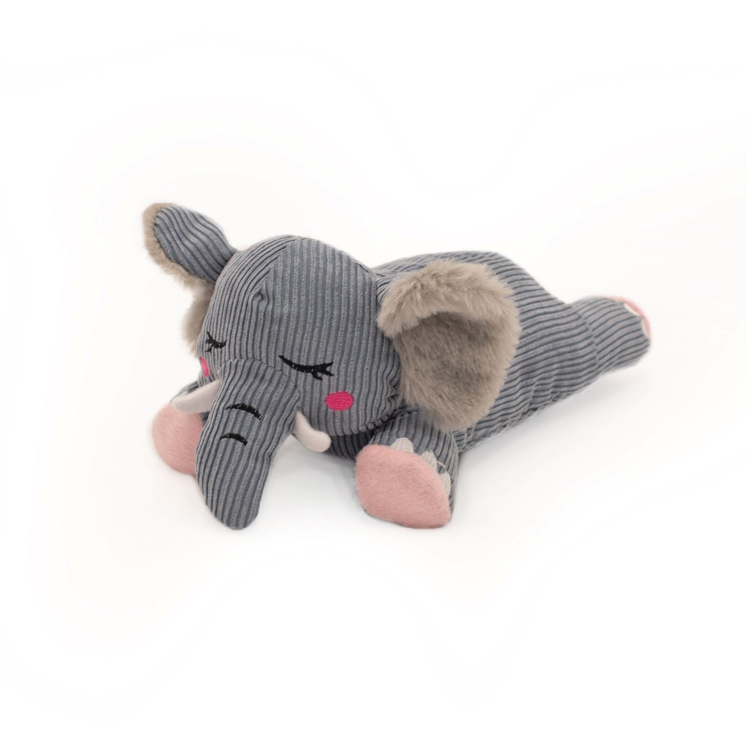 Zippy Paws Snooziez with Silent Shhhqueaker Plush Dog Toy - Elephant 