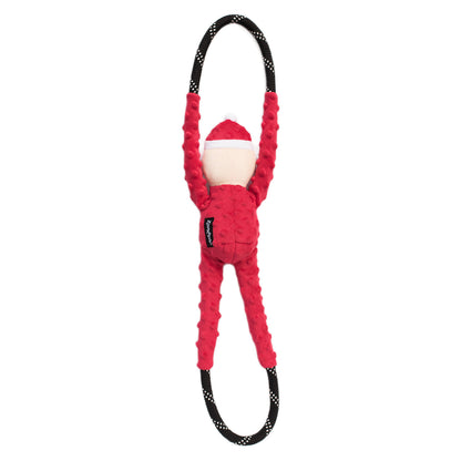 Zippy Paws Plush Squeaker Dog Toy - Christmas Holiday RopeTugz - Santa