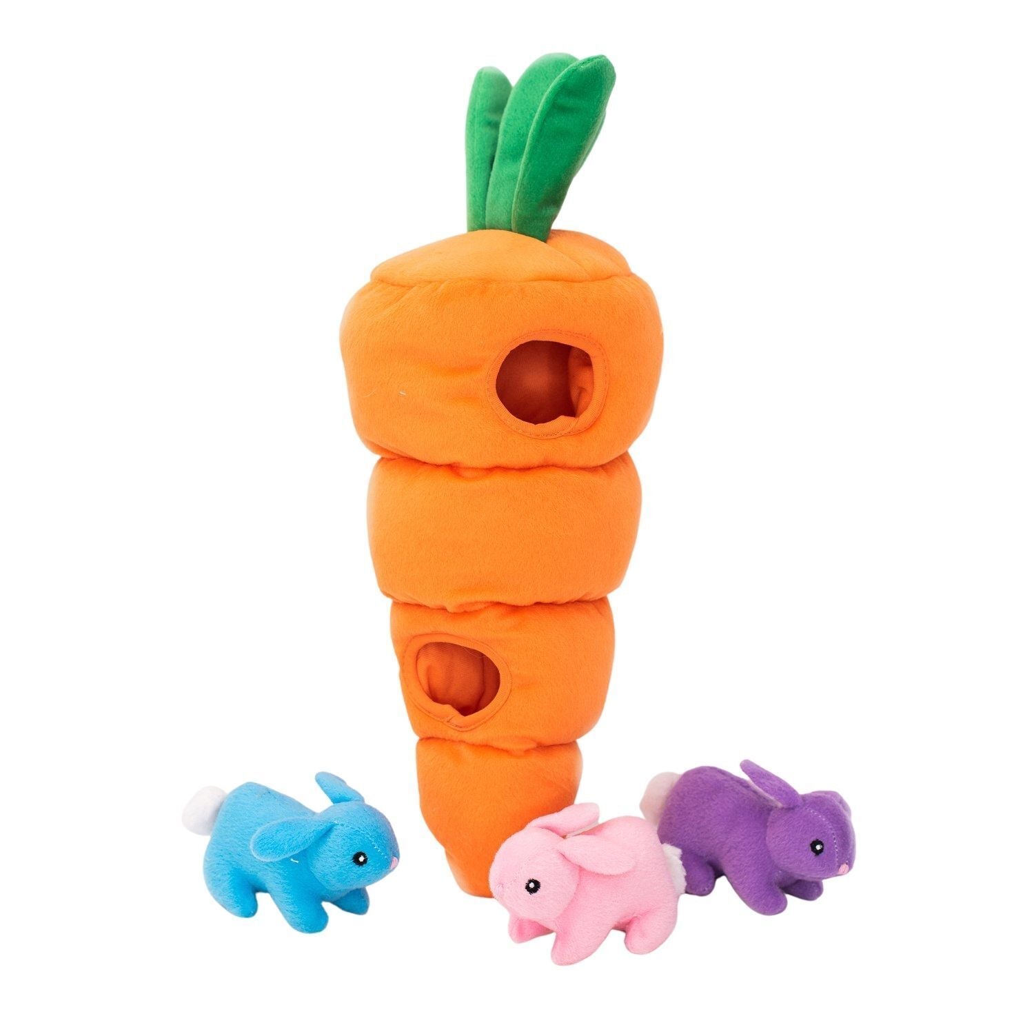 Zippy Paws Zippy Burrow Interactive Dog Toy - Large Carrot