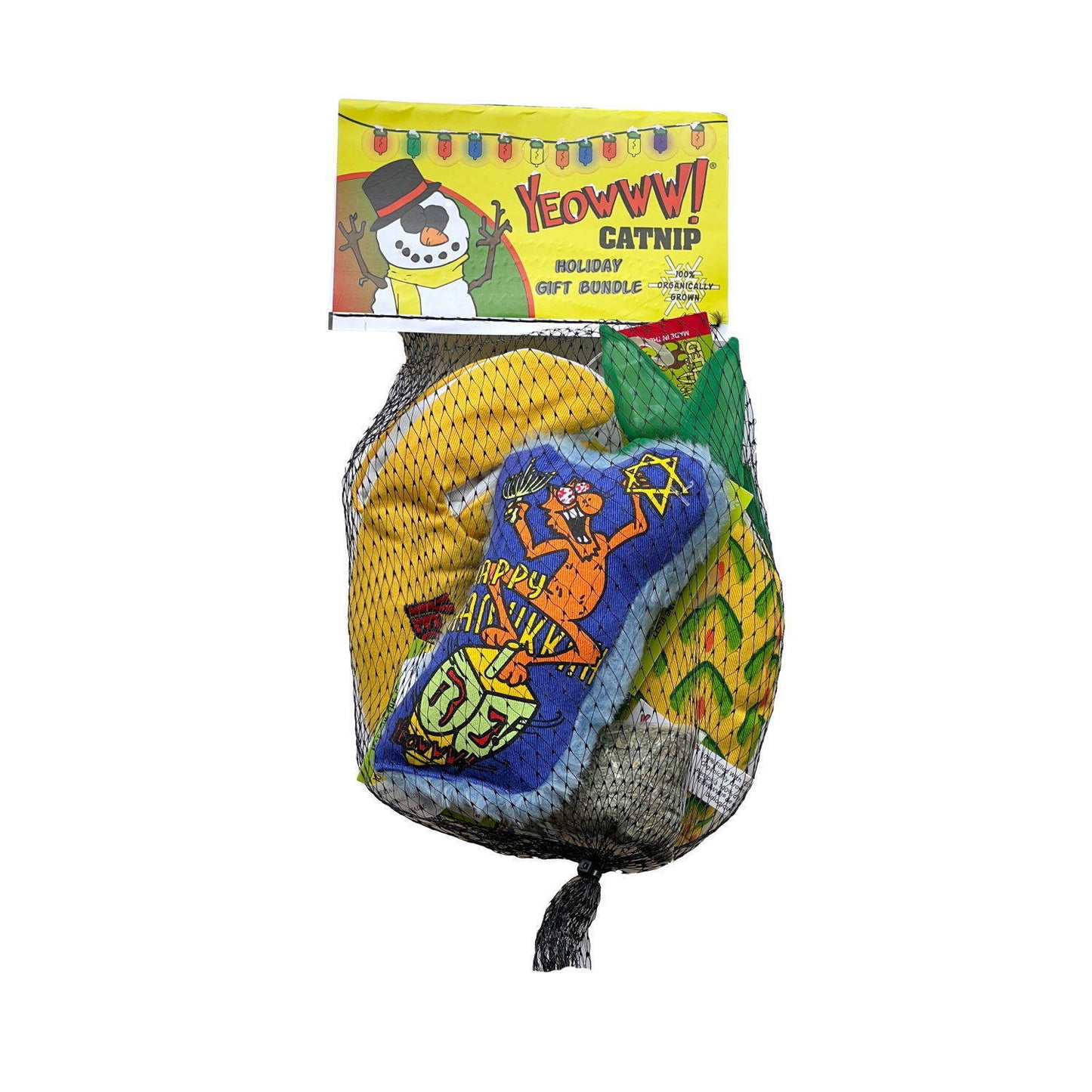 Yeowww Dreidel Krinkle Hanukkah Holiday Gift Bundle with 3 Catnip Cat Toys + Bonus Catnip